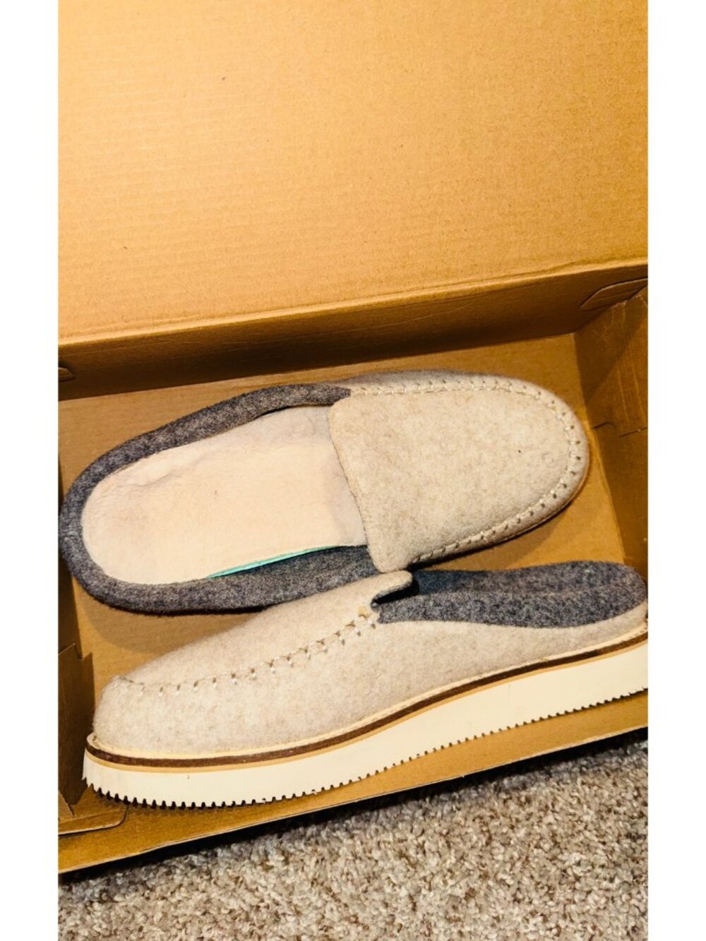 Sanuk Cozy Vibe Wool Slipper Loafers Oat Size 9